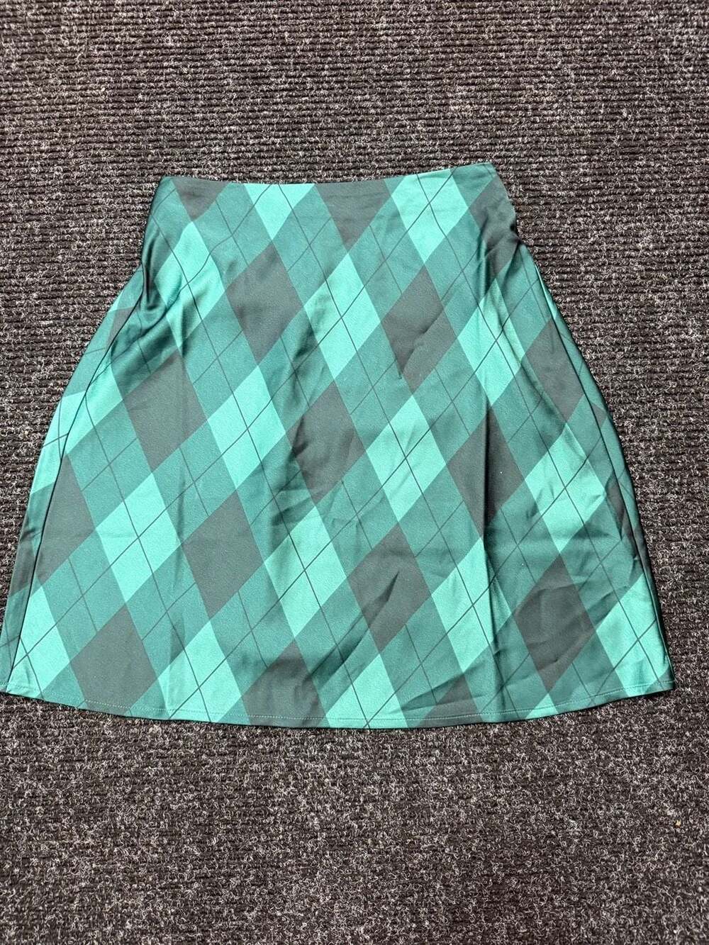 J.Crew Womens Green Argyle Satin Skirt Size XXS Cottagecore Dark Academia Moody